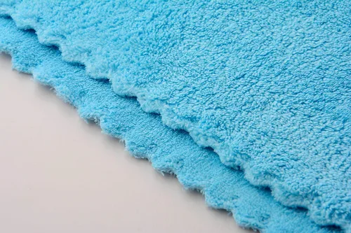 Vista 3 de Paquete de 12 toallas de limpieza de microfibra ultra suave sin bordes, multiusos, de felpa multiusos de 12 x 12 pies, súper absorbentes (azul)