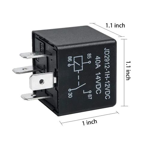 Vista 4 de Paquete de 2 relés de automóvil de 4 pines 12 V 40 amperios Modelo No.: JD2912-1H-12VDC 40A 14VDC, interruptor de relé de automóvil Interruptores