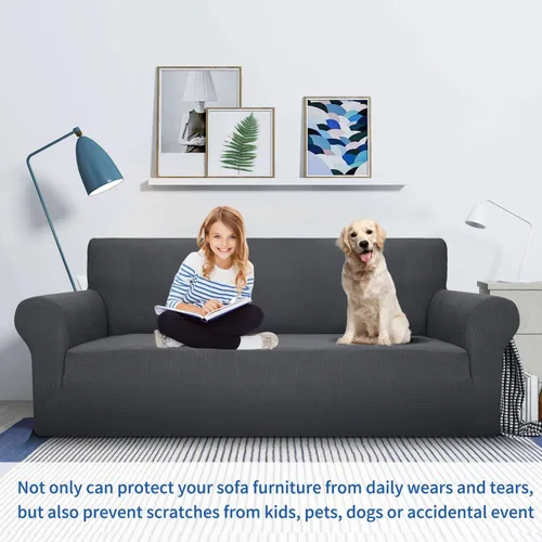 Vista 5 de MAXIJIN Funda súper elástica para sofá de 3 cojines, funda universal de 1 pieza para sofá de sala de estar, protector de muebles de elastano, apto