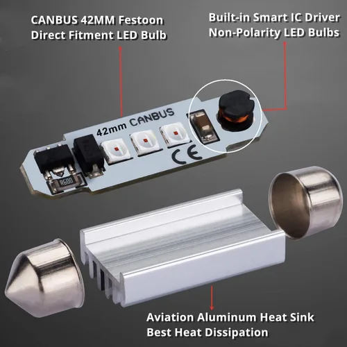 Vista 4 de Alla Lighting Bombillas LED de festón 578 211-2 212-2 de 1.614 in/1.654 in, 10000K azul CAN-Bus interior, mapa, maletero, luces de cortesía