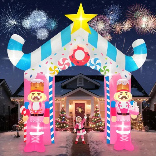 Vista 13 de Kalolary Arco inflable de Navidad de 12 pies para decoración al aire libre, muñeco de nieve azul, decoraciones de patio con luces LED integradas