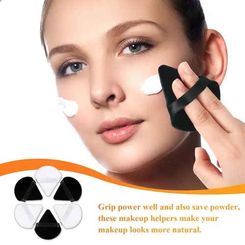Vista 3 de Nuenen 100 piezas de soplo de polvo triangular para polvo, esponja cosmética de terciopelo en forma de cuña para contornear, debajo de los ojos