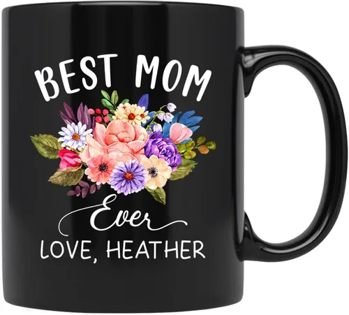 Tazas personalizadas con nombre "Best Mom Ever", regalos de cumpleaños para mamá, regalos de niños, taza de café floral personalizada para mamá,