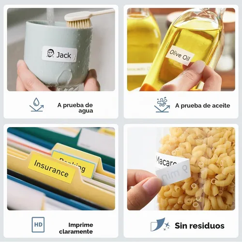 Vista 5 de SUPVAN E10 y E11 Cinta para Fabricante de Etiquetas, 15 mm × 6 m Cinta de etiquetas térmicas laminadas continuas genuinas, resistentes al agua y al