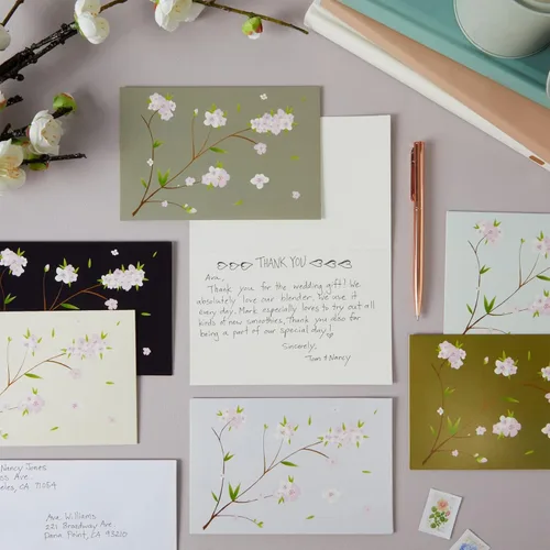 Vista 3 de Best Paper Greetings Japanese Stationery Cherry Blossom Note Cards & Envelopes - 120 Pack, 4 x 6 in, 6 Floral Designs - Blank Cards & Envelopes for