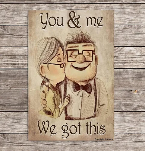 Vista 3 de Cusde Letrero de metal retro con texto en inglés "You and Me We Got This" para decoración de pared de café del hogar, 8 x 12 pulgadas