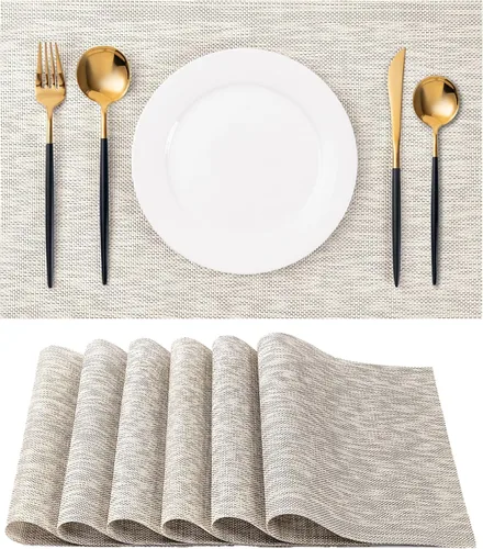 Vista 15 de CADONO Juego de 4 manteles individuales de vinilo lavables para interiores y exteriores, para mesa de comedor, duraderos, antideslizantes