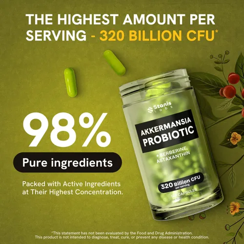 Vista 2 de Akkermansia Muciniphila Probiotics 320 mil millones de UFC, probióticos y prebióticos Akkermansia Probióticos para la salud intestinal Cápsulas