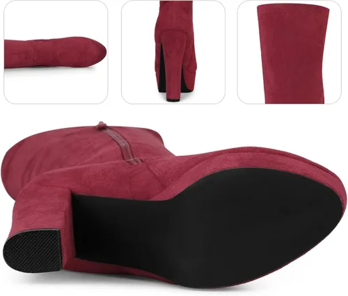 Vista 3 de Perphy Botas altas de tacón grueso sobre la rodilla para mujer