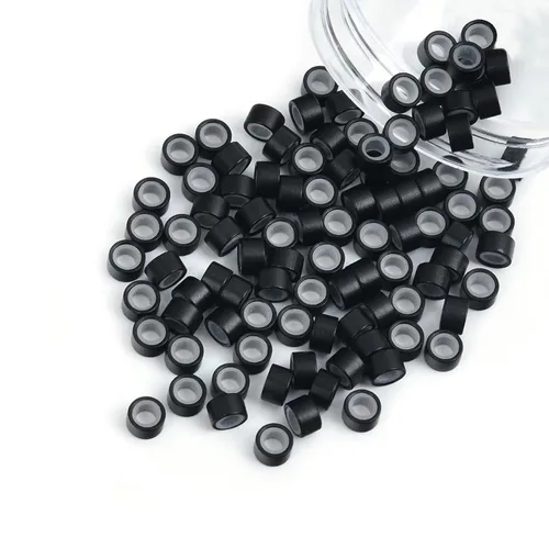 Vista 66 de Vlasy 100 Piezas Cuentas de Nano Anillo con Forro de Silicona para Extensiones de Cabello Humano con Nano Anillo 5 Colores Opcionales (Negro)