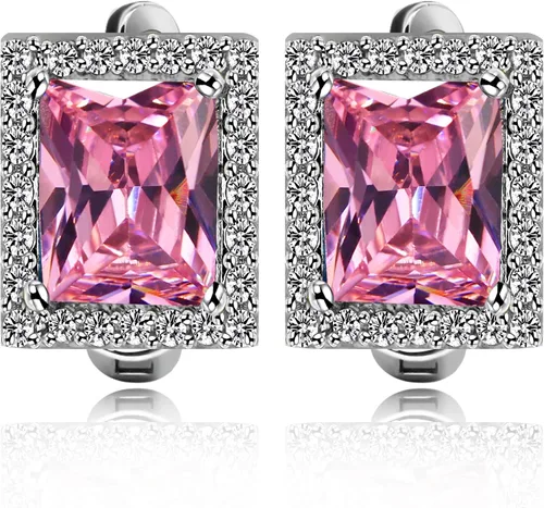 Vista 4 de Uloveido T483 - Juego de anillos solitarios, diseño de topacio místico, gran rectangular, para mujer, con clip