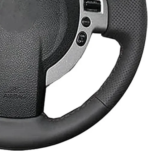 ZIRIA Funda de cuero negro cosida a mano para volante de automóvil, para Nissan Qashqai X-Trail Nissan NV200 Rogue accesorios de coche