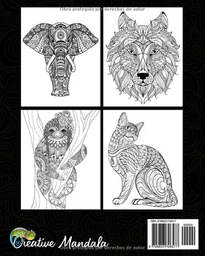Vista 2 de 100 Animal Mandalas Para Colorear Libro para colorear para adultos con patrones de animales y mandalas