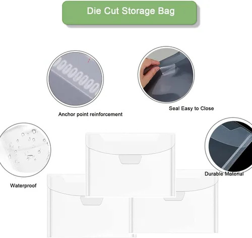 Vista 3 de 40 paneles de almacenamiento de sellos transparentes, bolsa de almacenamiento troquelada resellable, paneles organizadores de sellos de plástico