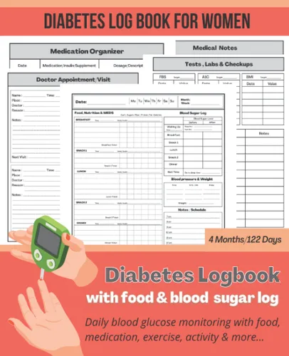 Diabetes Journal with Food and Blood Sugar Log for Women Daily Blood Glucose Monitoring With Food, Medication, Exercise, Activity Diabetes blood