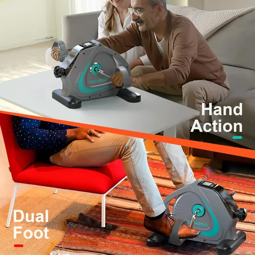 Vista 5 de Pedal de Bicicleta para Debajo del Escritorio, Mini Bicicleta de Ejercicio Portátil para el Hogar con Volante de 5LBS, Pedal Sentado para Personas