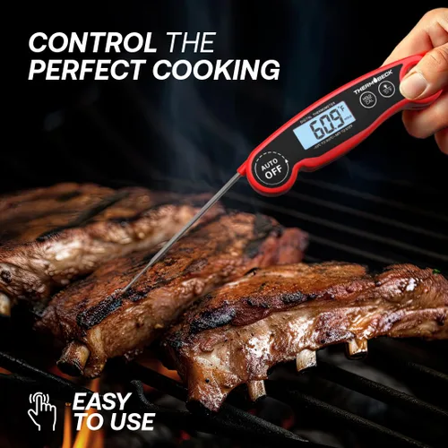 Vista 3 de Termómetro digital de carne, termómetro de alimentos para cocinar, parrilla, freír, dulces, retroiluminación y calibración, 100% impermeable
