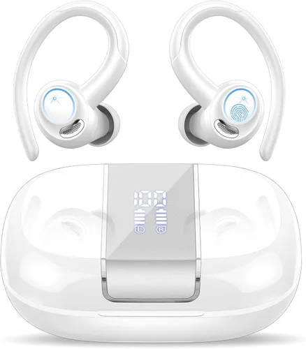 Vista 12 de Auriculares inalámbricos Bluetooth 5.3 deportivos, auriculares de 48 horas con micrófono ENC, auriculares estéreo Bluetooth de graves profundos
