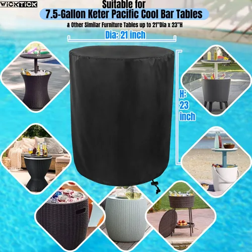 Vista 2 de Funda impermeable para muebles de patio al aire libre y mesa auxiliar de jacuzzi Keter Pacific Cool Bar con enfriador de cerveza y vino de 7.5