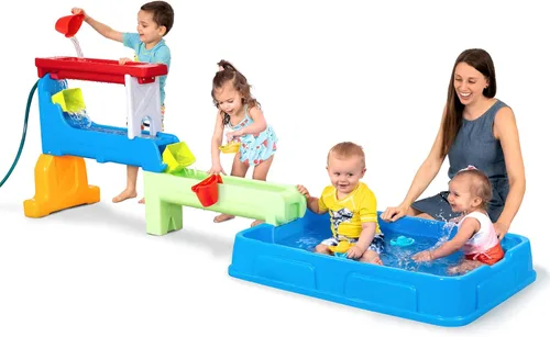 Simplay3 Raindrop Falls - Mesa de agua y piscina para niños pequeños y niños, 9 accesorios de mesa de juego de agua