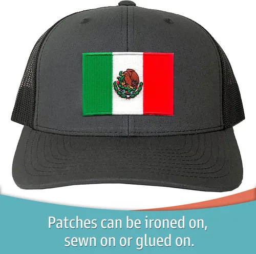 Vista 2 de Laughing Lizards Parches de bandera mexicana (paquete de 2), parches de México para mochilas y chaquetas, parche de moral mexicana, parche