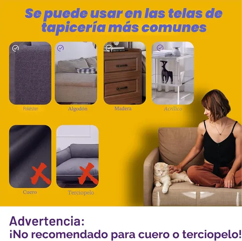 Vista 3 de Protector de muebles antiarañazos para gatos, paquete de 12 unidades, cinta adhesiva de alta resistencia, sin residuos para sofá, puertas y paredes