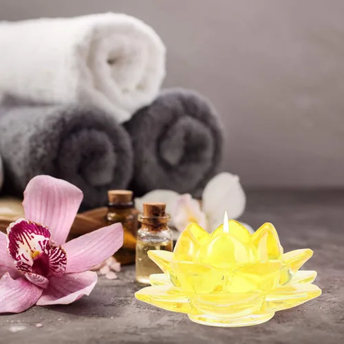 Vista 9 de VALICLUD Portavelas de loto de cristal de cristal, portavelas votivas, soporte para candelabros, centro de mesa para dormitorio, sala de estar