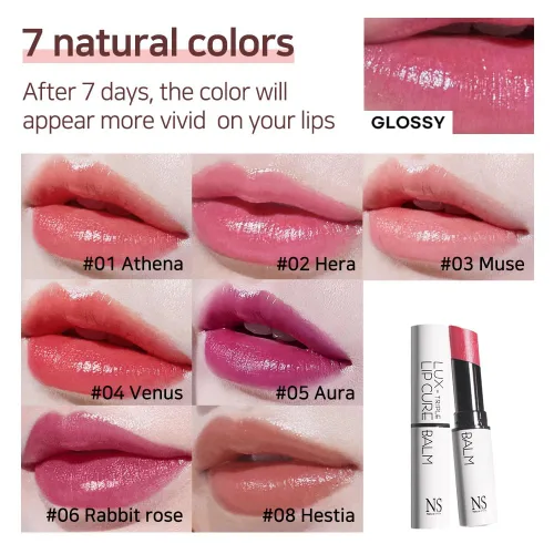 Vista 7 de Lux Triple Lip Cure Glossy Balm ATHENA (Red Orange) (0.17 oz) 4 millones de unidades vendidas en Corea, bálsamo labial coreano teñido natural, libre