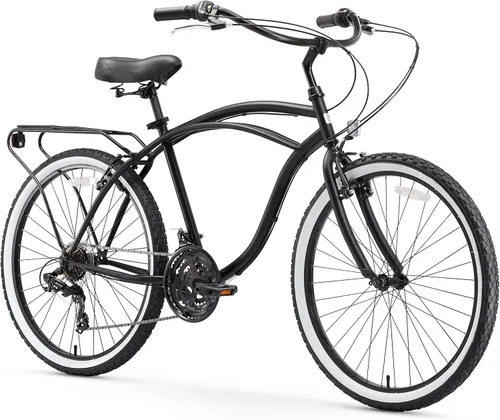 Vista 8 de sixthreezero Around The Block - Bicicleta de playa para hombre, bicicleta híbrida con soporte trasero
