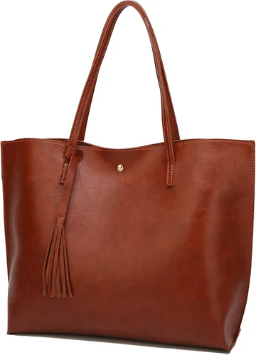 Vista 2 de Dreubea - Bolsa de piel sintética suave con borlas de gran capacidad