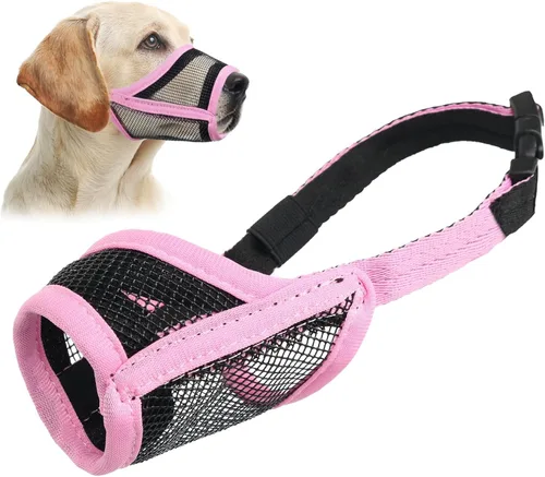 Vista 13 de LUCKYPAW Bozal para Perro, Bozal de Malla para Perros Pequeños y Medianos, Cobertura Suave de Boca para Evitar Mordeduras y Masticaciones, Protector