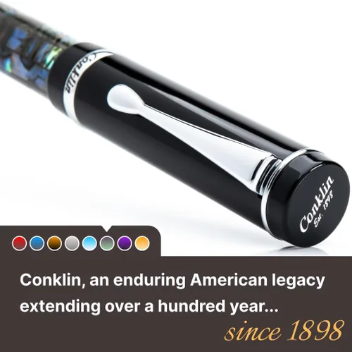 Vista 8 de Conklin Duragraph Pluma estilográfica Abalone Nights - Punta mediana, elegante instrumento de escritura con exquisito acabado de abulón