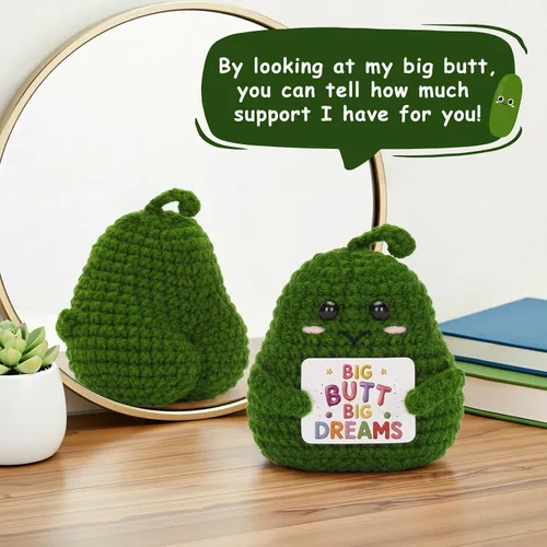 Vista 4 de Big Butt Potato - Divertida patata de ganchillo con tarjeta de afirmación de positividad para regalos divertidos de aliento (verde, 1P)