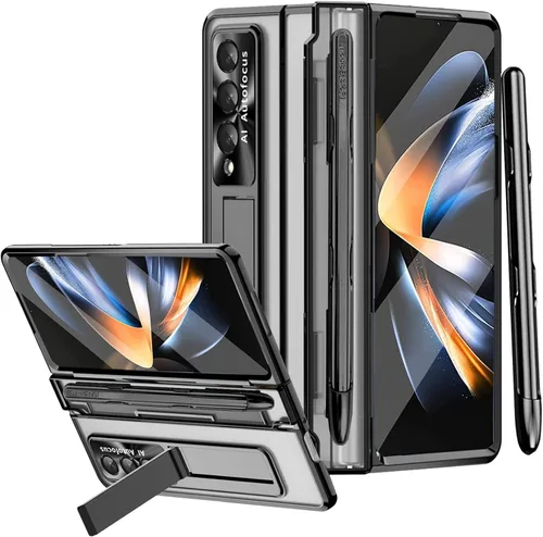 Vista 10 de Miimall Funda compatible con Samsung Galaxy Z Fold 4, Z Fold 4 con protección mejorada de bisagra, película de lente de cámara, protector
