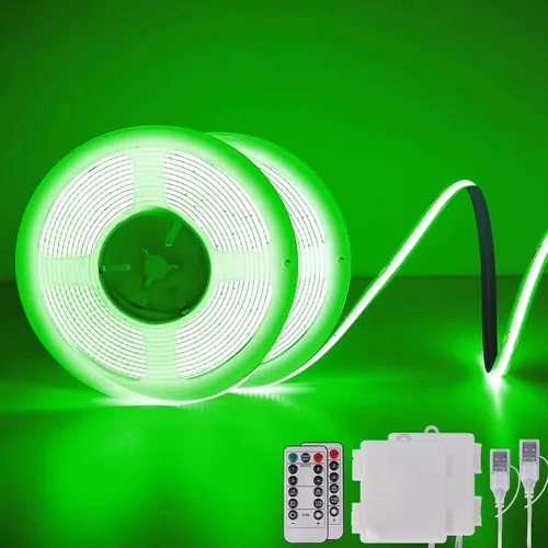 Vista 20 de OMIKA Tira de luces LED COB RGB de 6.6 pies, funciona con pilas, control remoto, regulable, cambio de color, tira de luces LED de batería, cortables