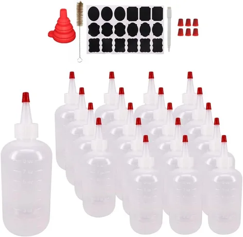 Vista 6 de 24 botellas de plástico para apretar con tapa giratoria, 12 unidades de 1.0 fl oz y 12 unidades de 2.0 fl oz para decoración de galletas, glaseado