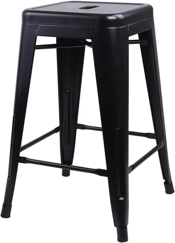 Vista 146 de GIA Taburete de mostrador sin respaldo de 24 pulgadas, cantidad de 4, bronce con asiento de madera clara