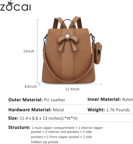 Vista 2 de Mochila para mujer, mochila de moda, monederos de piel sintética, mochila antirrobo, bolso de hombro