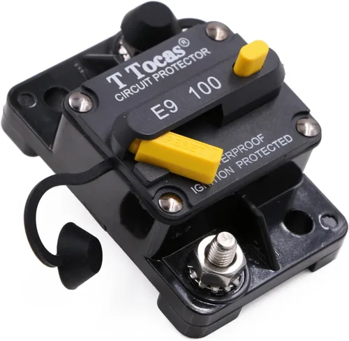 Vista 9 de Disyuntor de pernos Hi-Amp E9 T3 250A de 3/8 pulgadas con reinicio manual 12 V - 48 V CC Impermeable IP67, montaje en superficie, 250 amperios