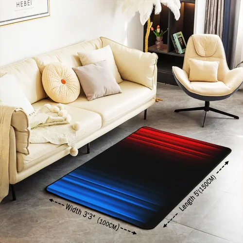 Vista 3 de Alfombra de área con efecto degradado, rojo, azul, negro, para sala de estar, dormitorio, decoración moderna, arte abstracto, ultra suave