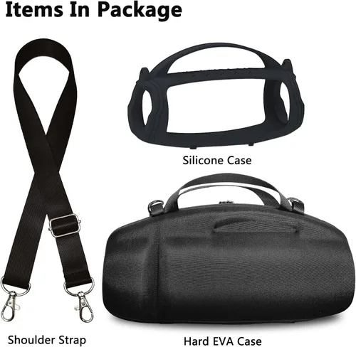 Vista 2 de Funda de silicona para altavoz Bluetooth portátil JBL Charge 4/5, estuche de viaje para JBL Charge 4/5 Accesorios para altavoces Bluetooth (negro)