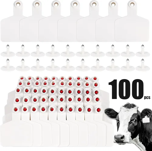 Vista 15 de Etiquetas de oído en blanco, 100 tarjetas de identificación de ganado, etiquetas de oído en blanco para ganado, vaca, cerdo, cabra, oveja, perro