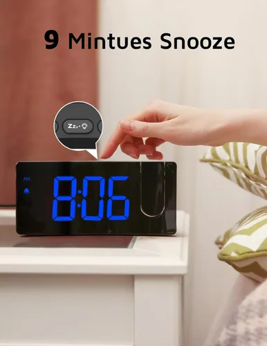 Vista 6 de GOLOZA Reloj despertador de proyección, reloj digital con proyector giratorio de 180°, atenuador de brillo de 3 niveles, pantalla LED transparente