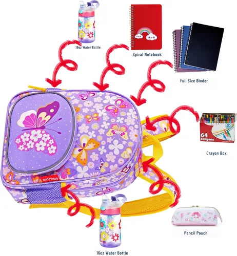 Vista 8 de Daaupus Juego de paraguas para niños con diseño de mariposas moradas