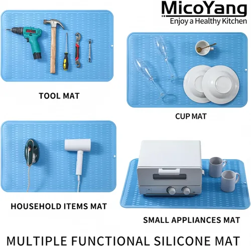 Vista 14 de MicoYang Alfombrilla de Silicona para Secar Platos de Múltiples Usos, Fácil de Limpiar, Ecológica, Alfombrilla de Silicona Resistente al Calor