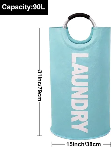 Vista 2 de Mziart Bolsa para lavandería plegable con manijas de aleación para universidad, campamento y el hogar