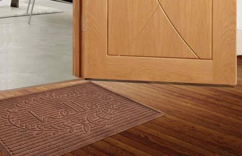 Vista 4 de Calloway Mills 103183660 Poly Hello - Tapete para interiores y exteriores, 3 pies x 5 pies, color marrón