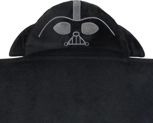 Vista 3 de Lambs & Ivy Star Wars Darth Vader Toalla de baño con capucha de algodón de lujo negro