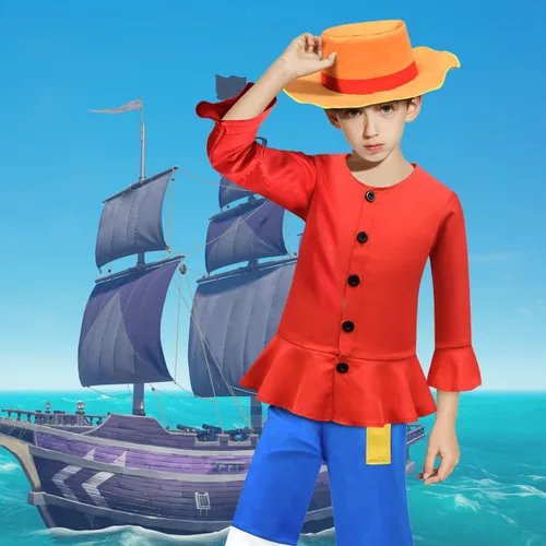 Vista 5 de Luffy - Disfraz de Halloween con sombrero de paja, 5-11 años