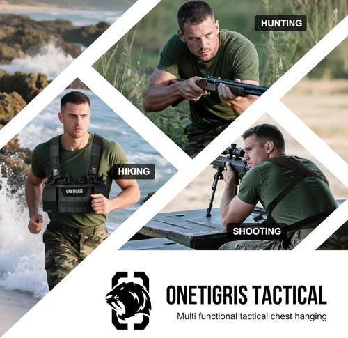 Vista 6 de ONETIGRIS Chest Rig, MOLLE Chest Rigs Tactical Chest Rig Dangler Pouch Utility Admin Pouch for Hunting Shooting Hiking